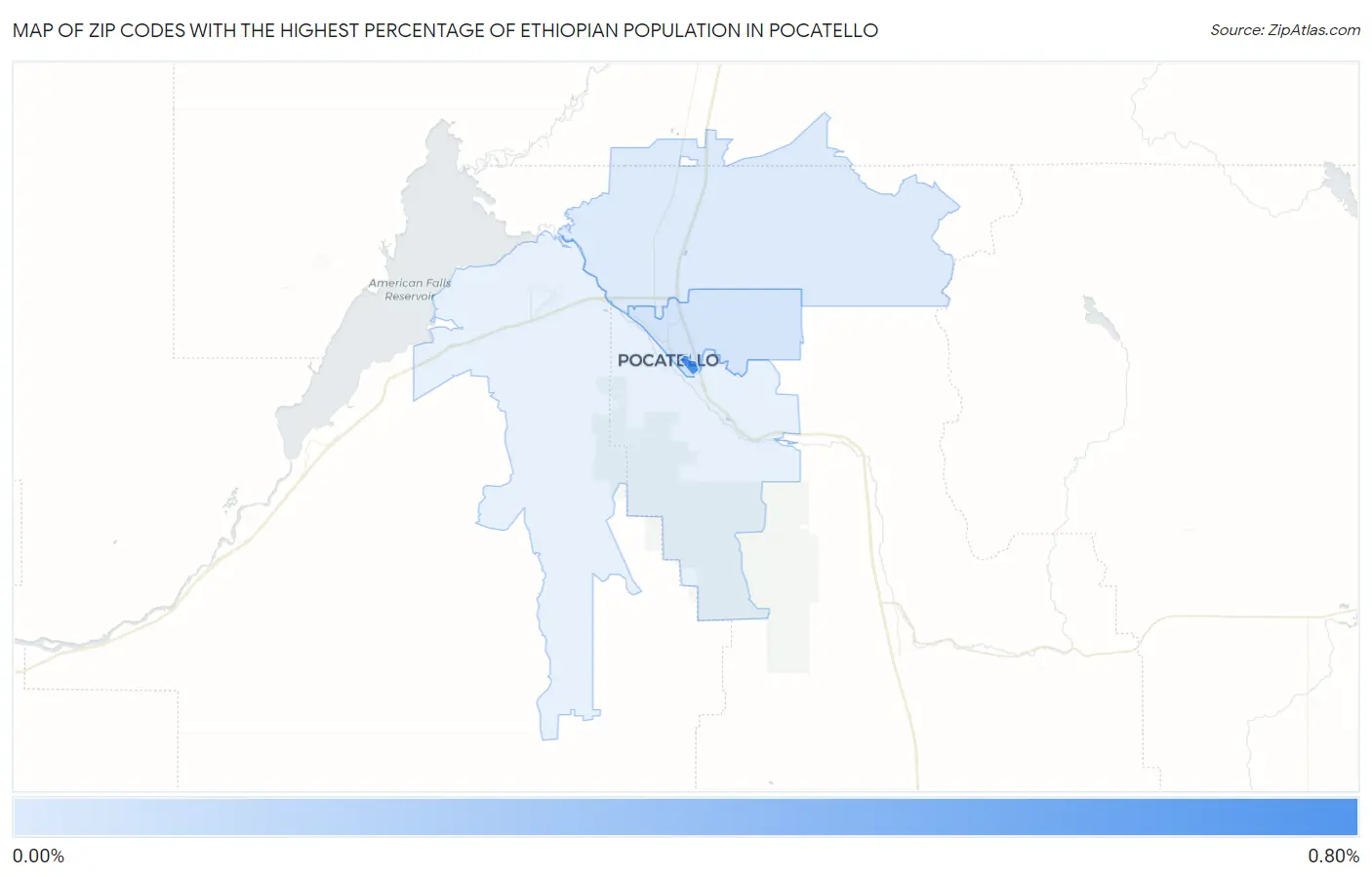 Zip Codes with the Highest Percentage of Ethiopian Population in Pocatello Map
