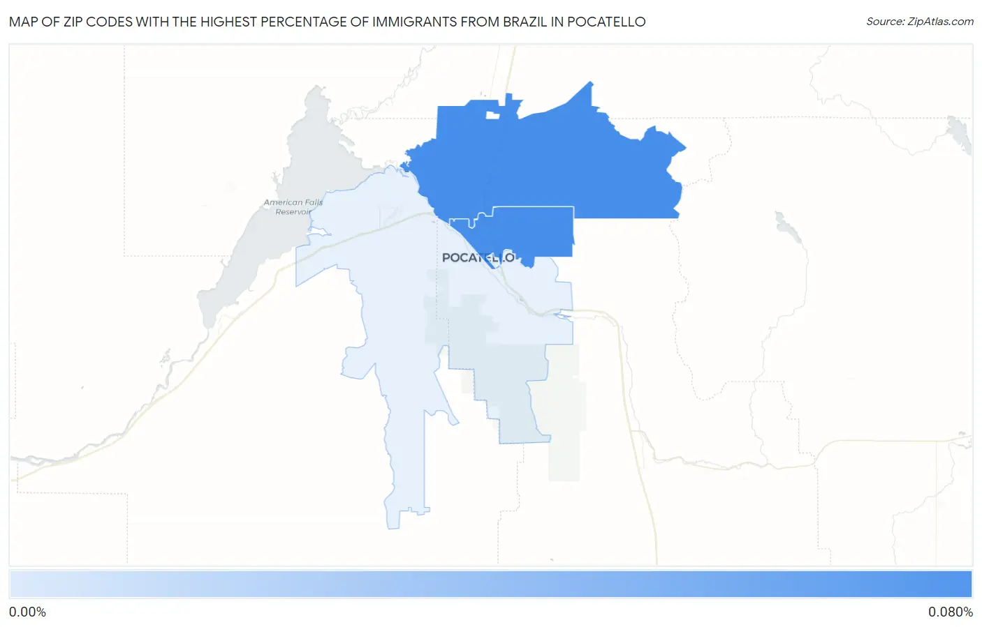 Zip Codes with the Highest Percentage of Immigrants from Brazil in Pocatello Map