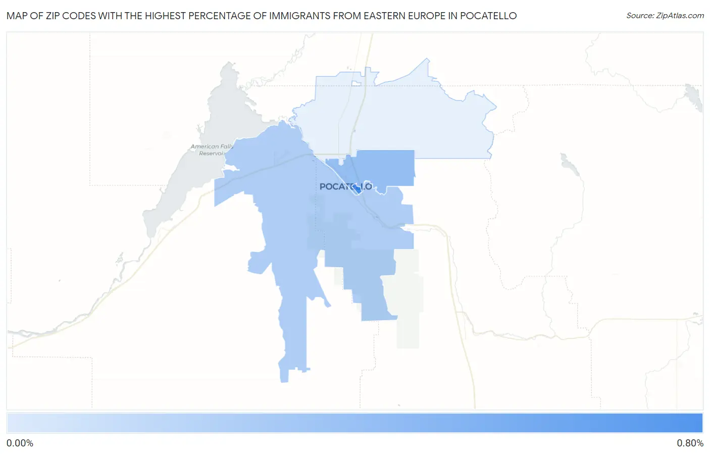Zip Codes with the Highest Percentage of Immigrants from Eastern Europe in Pocatello Map