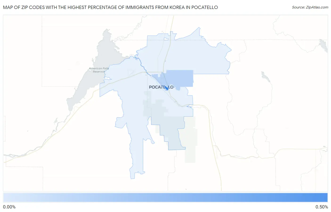 Zip Codes with the Highest Percentage of Immigrants from Korea in Pocatello Map