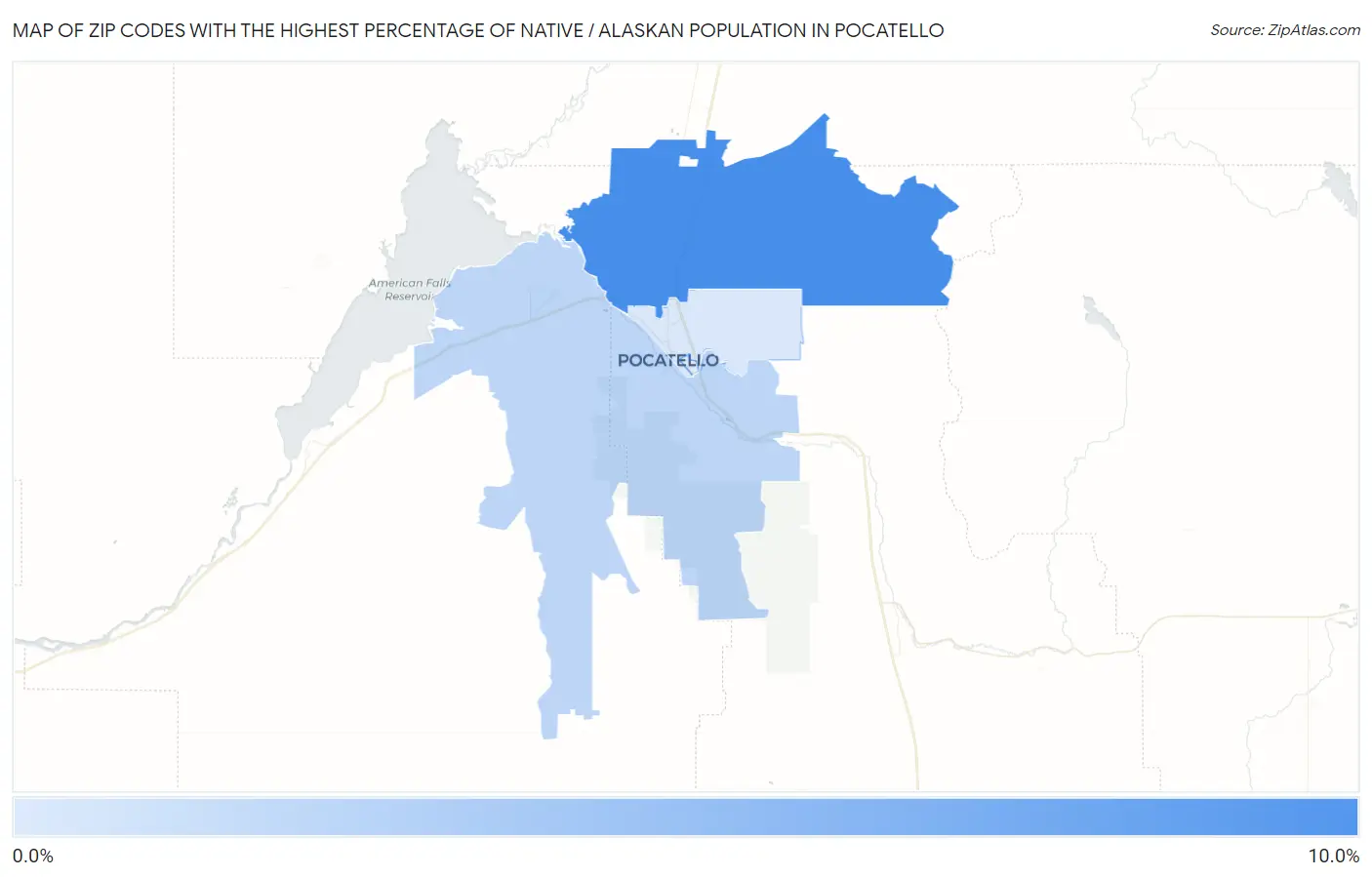 Zip Codes with the Highest Percentage of Native / Alaskan Population in Pocatello Map
