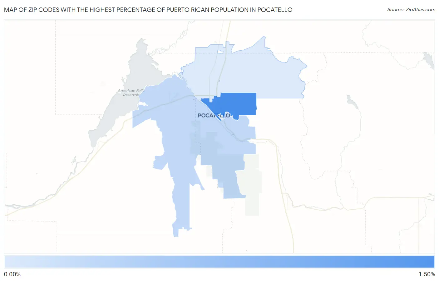Zip Codes with the Highest Percentage of Puerto Rican Population in Pocatello Map