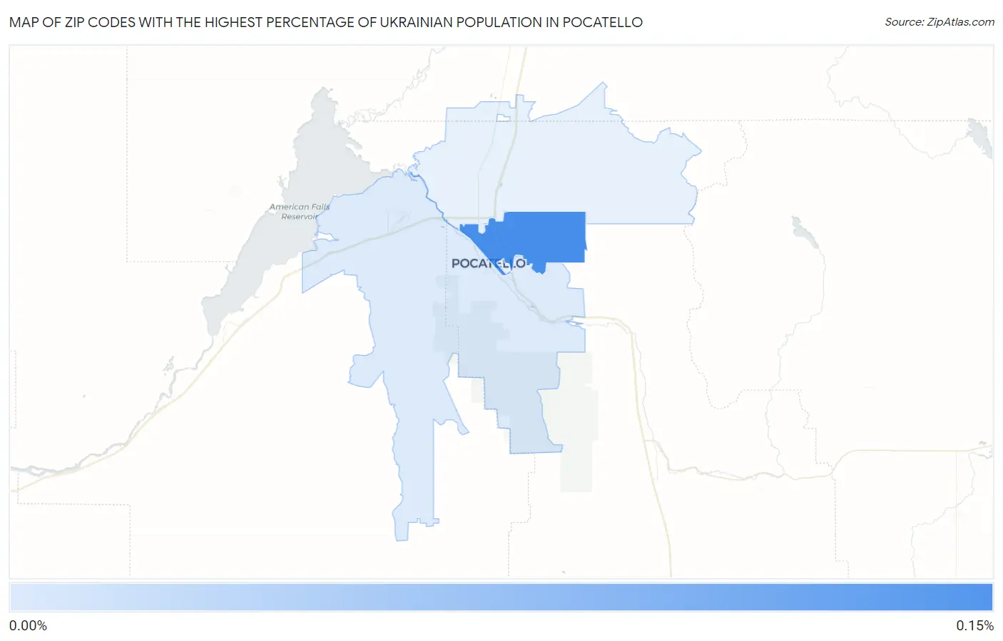 Zip Codes with the Highest Percentage of Ukrainian Population in Pocatello Map