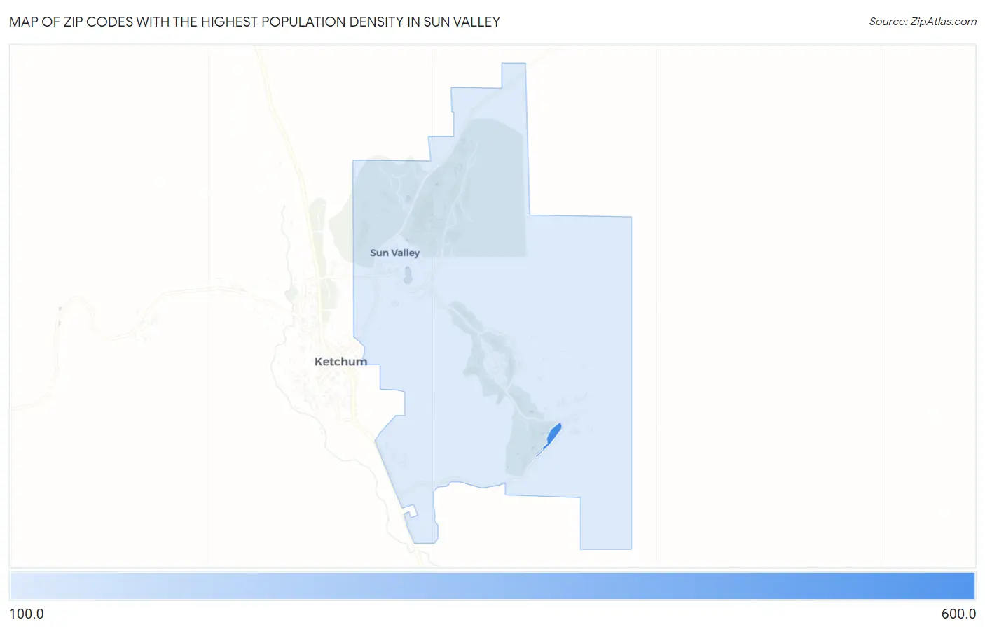 Zip Codes with the Highest Population Density in Sun Valley Map