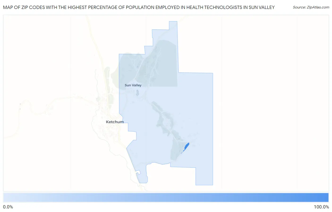 Zip Codes with the Highest Percentage of Population Employed in Health Technologists in Sun Valley Map
