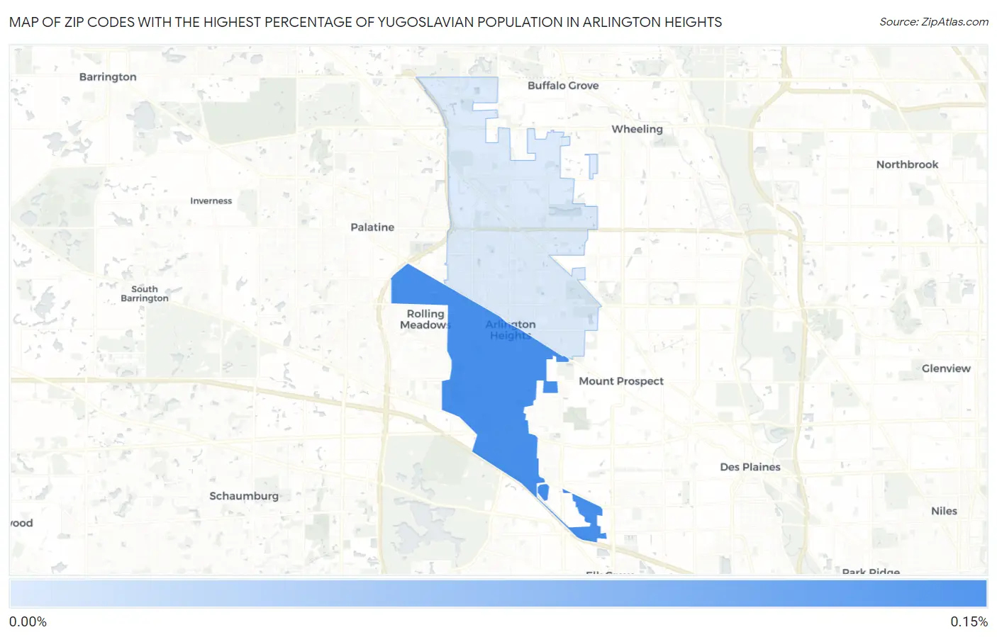 Zip Codes with the Highest Percentage of Yugoslavian Population in Arlington Heights Map
