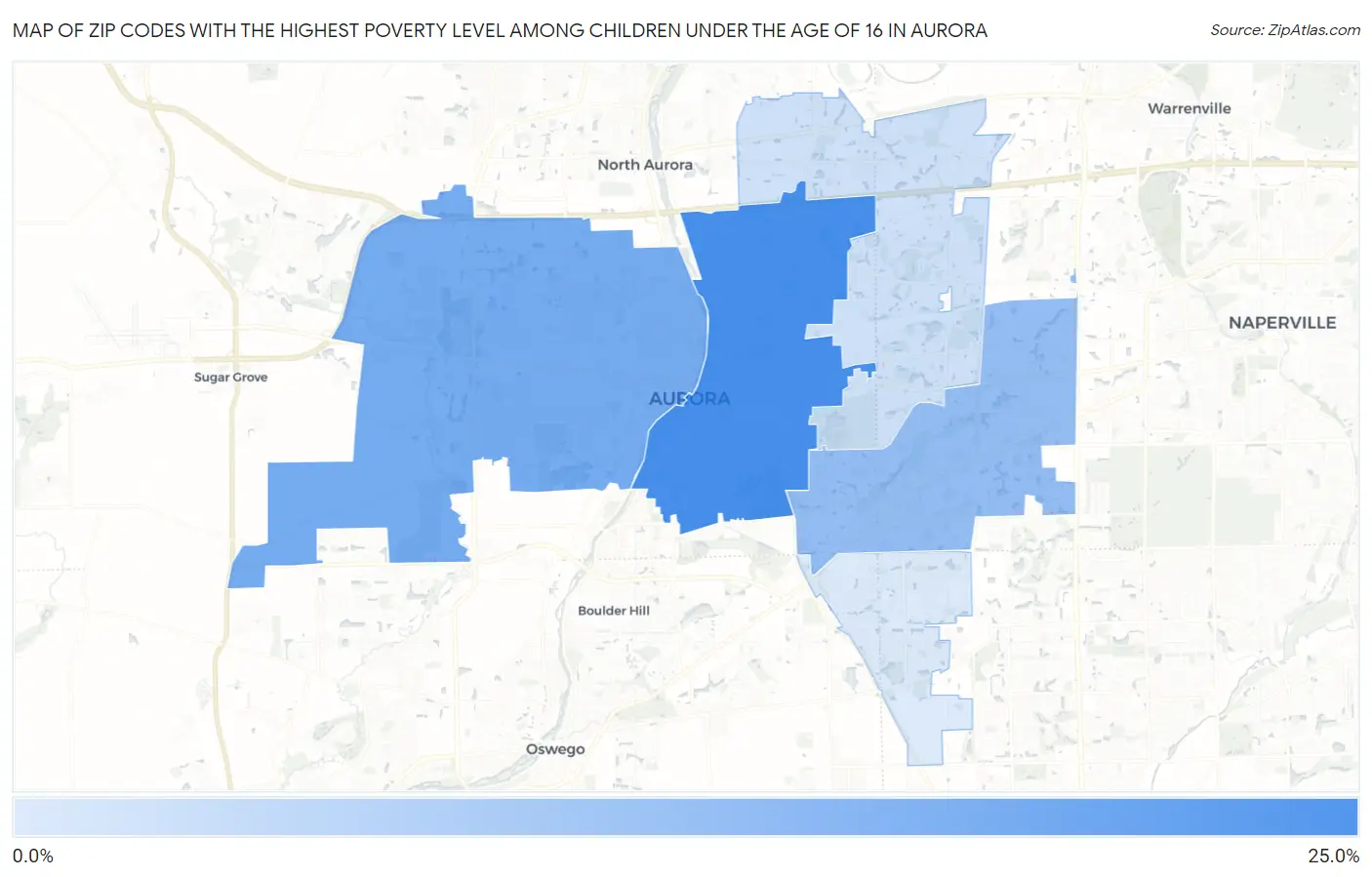 Zip Codes with the Highest Poverty Level Among Children Under the Age of 16 in Aurora Map