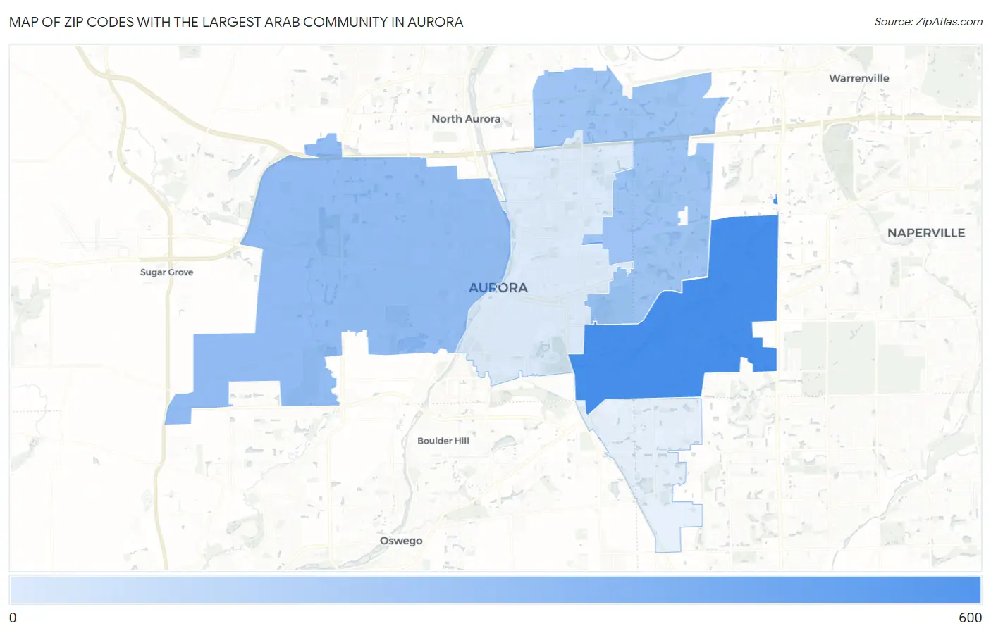 Zip Codes with the Largest Arab Community in Aurora Map