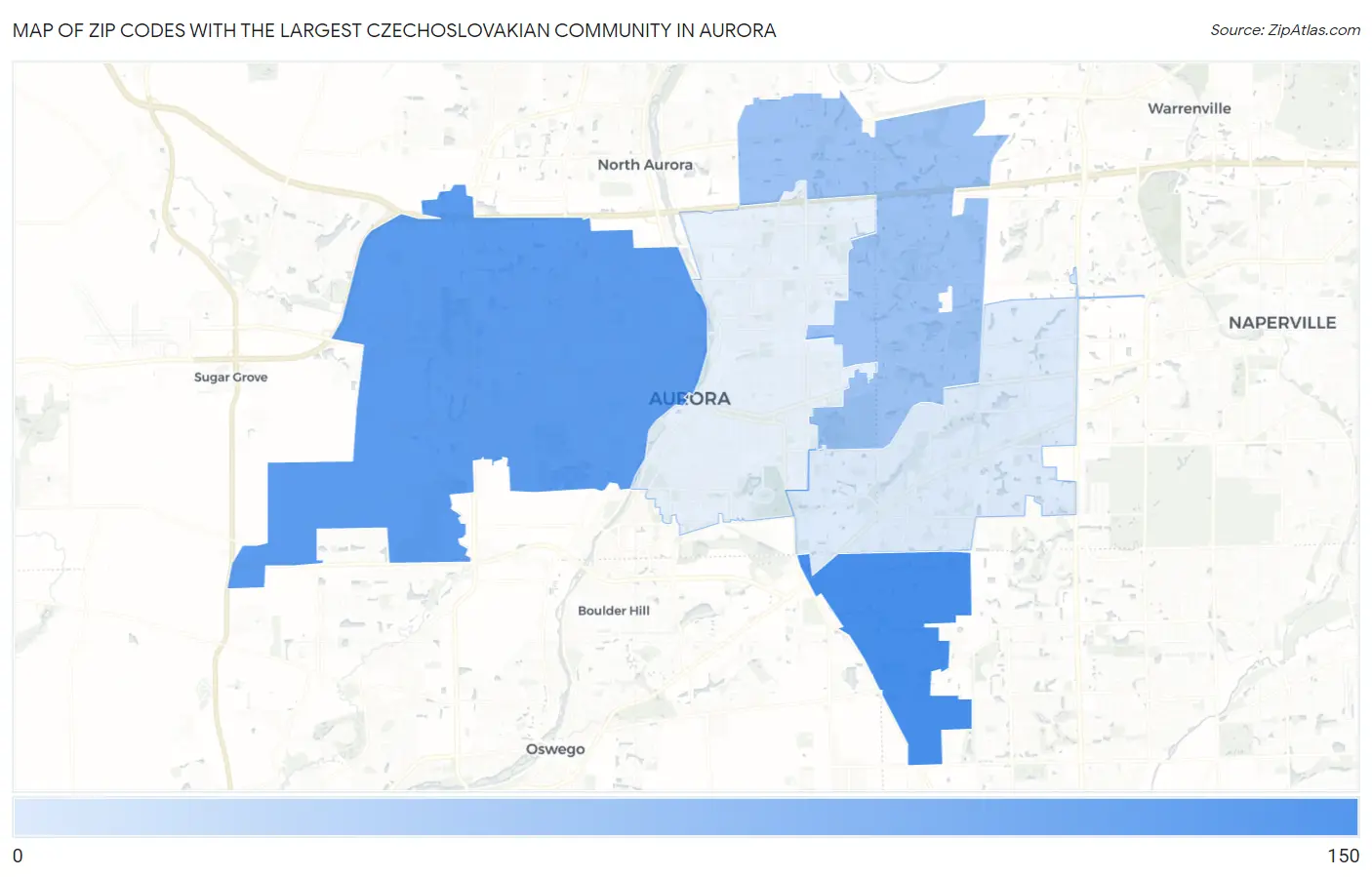 Zip Codes with the Largest Czechoslovakian Community in Aurora Map