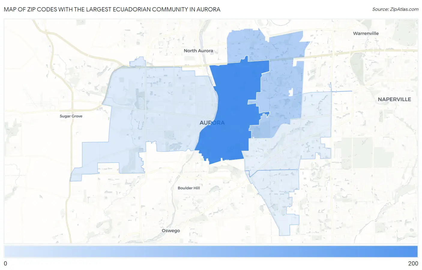Zip Codes with the Largest Ecuadorian Community in Aurora Map
