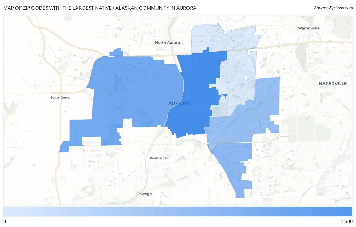 Zip Codes with the Largest Native / Alaskan Community in Aurora Map