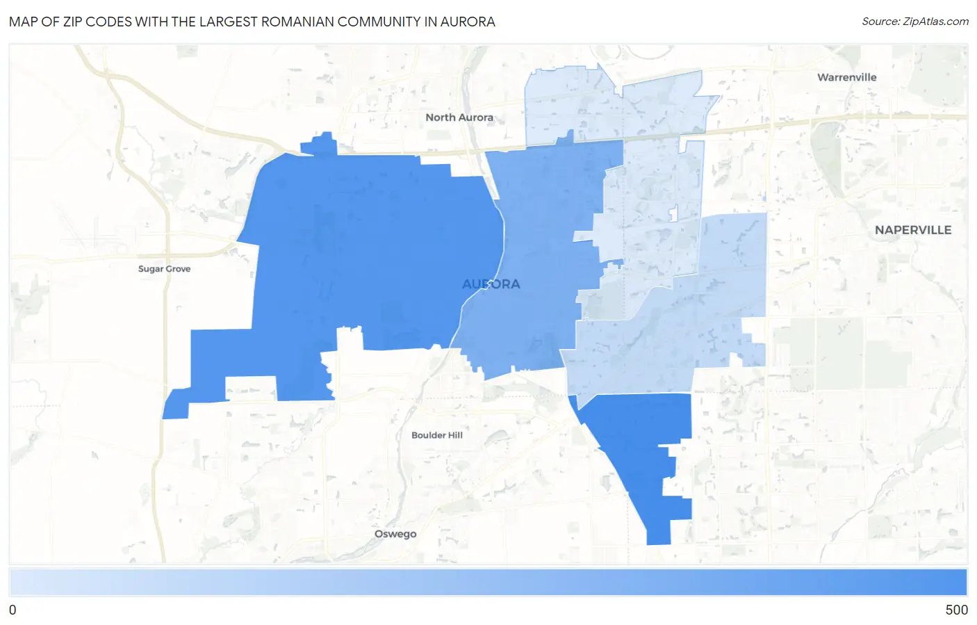 Zip Codes with the Largest Romanian Community in Aurora Map