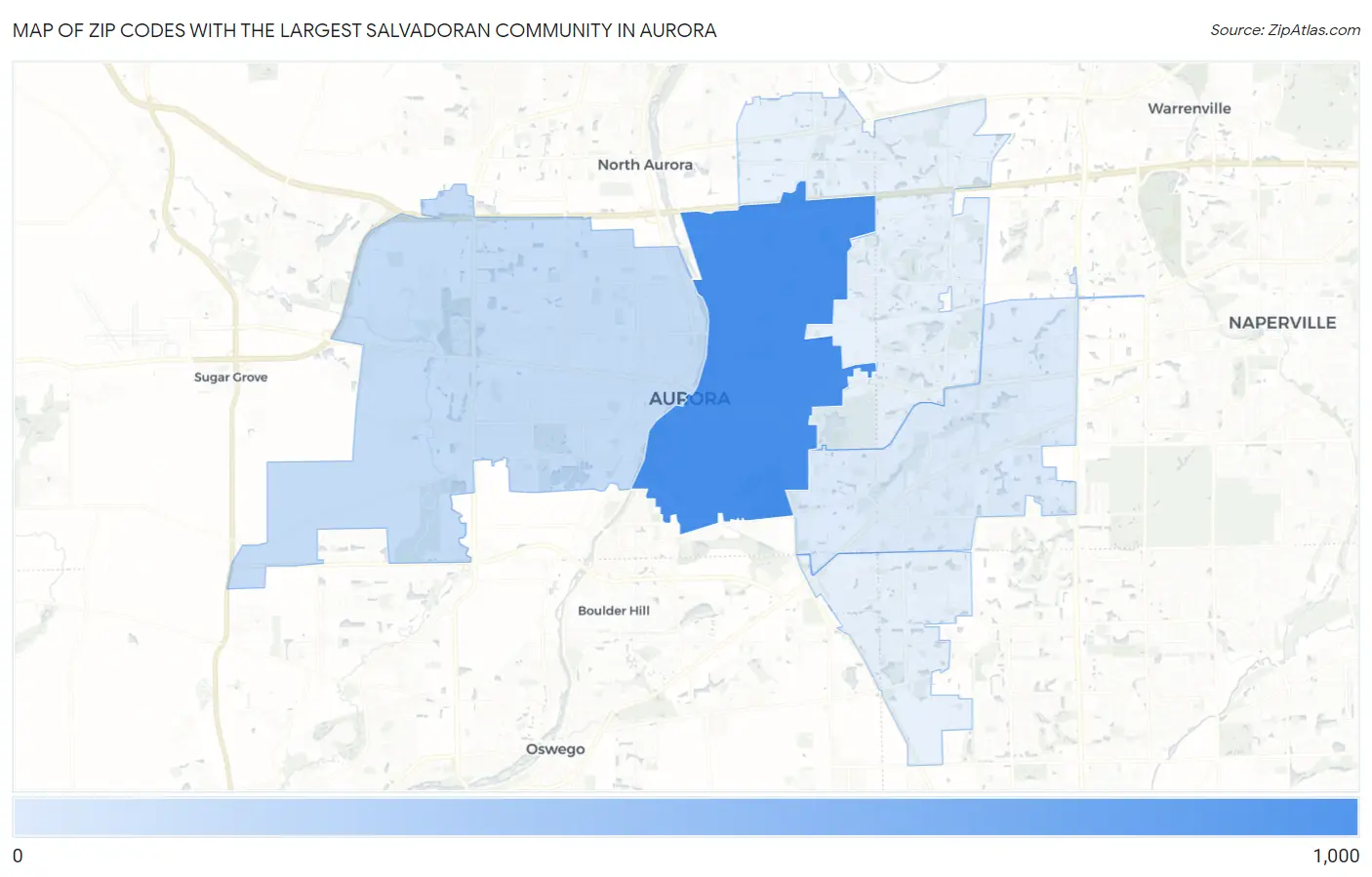Zip Codes with the Largest Salvadoran Community in Aurora Map