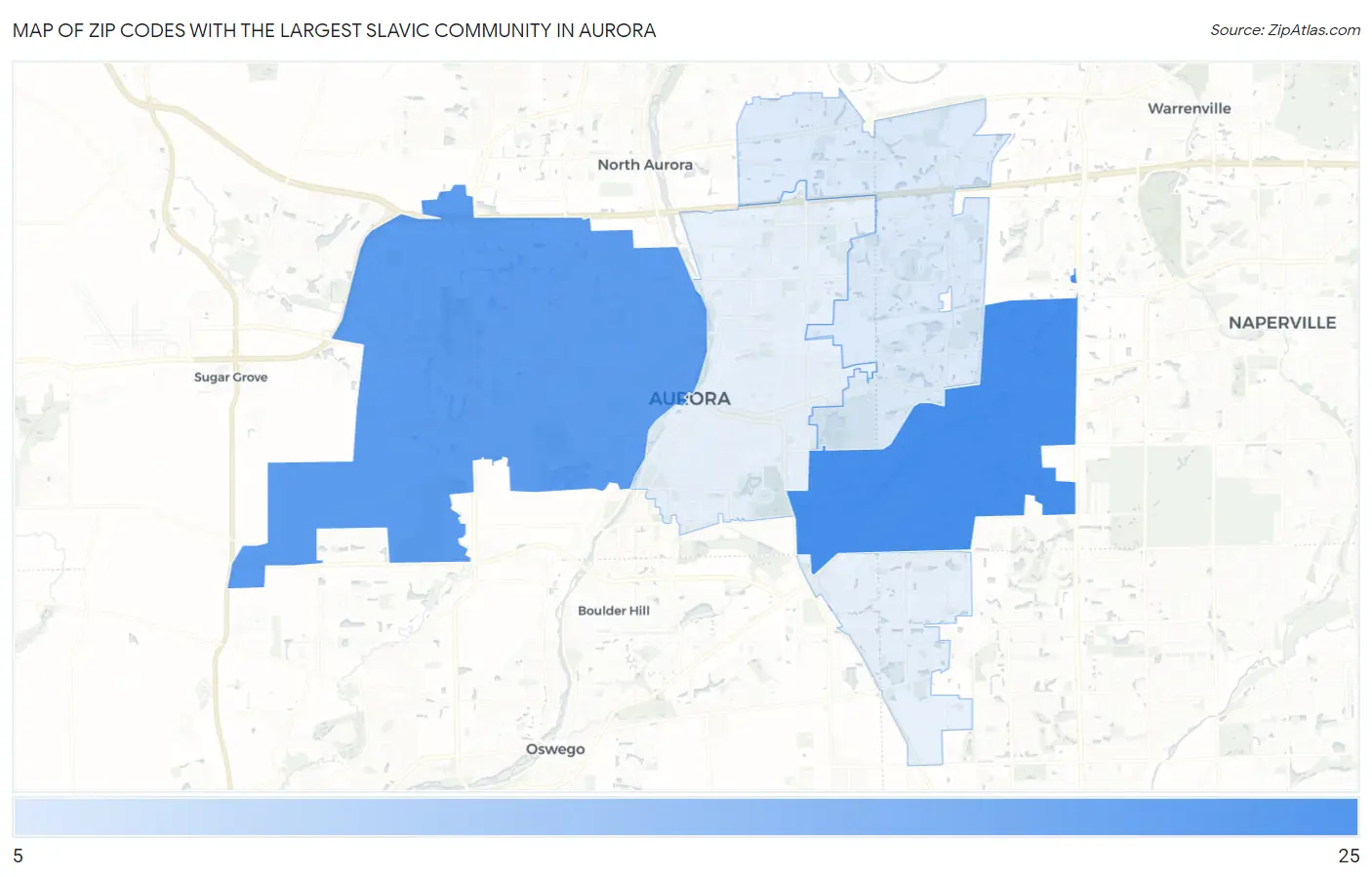 Zip Codes with the Largest Slavic Community in Aurora Map