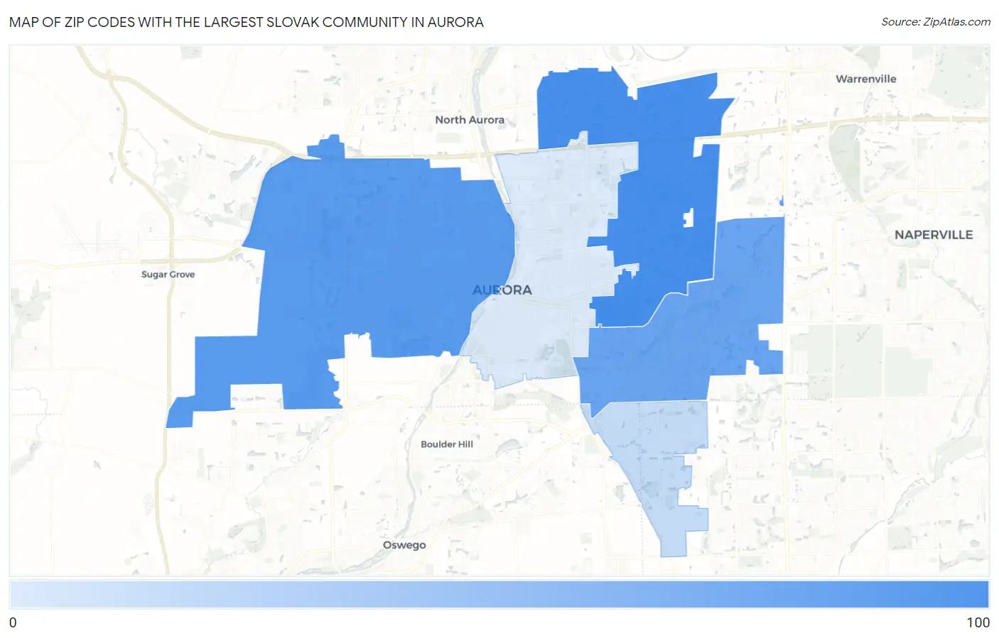 Zip Codes with the Largest Slovak Community in Aurora Map