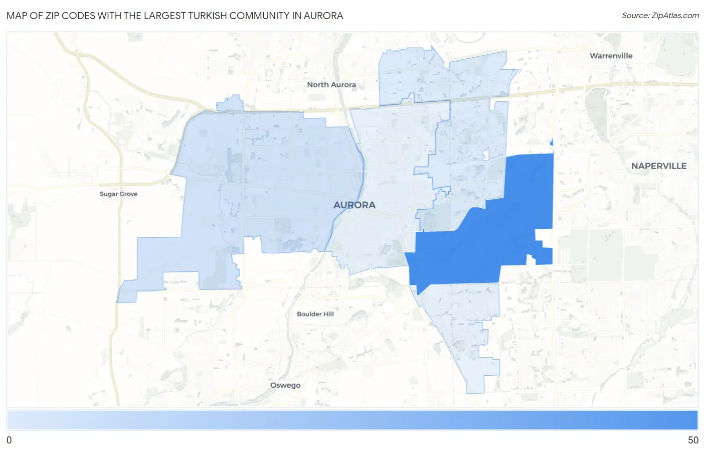 Zip Codes with the Largest Turkish Community in Aurora Map