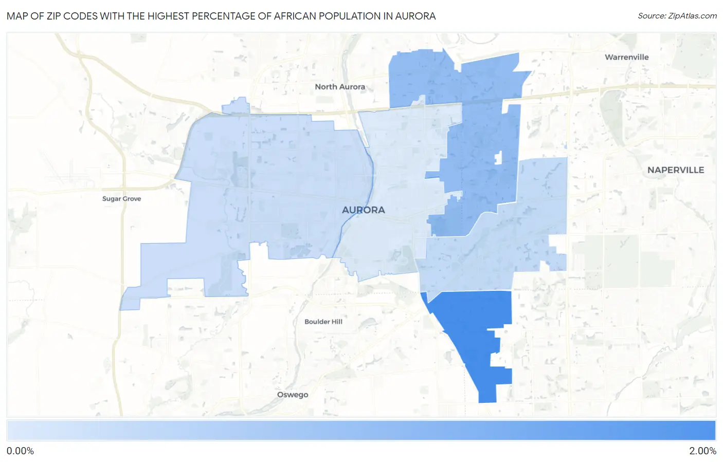 Zip Codes with the Highest Percentage of African Population in Aurora Map