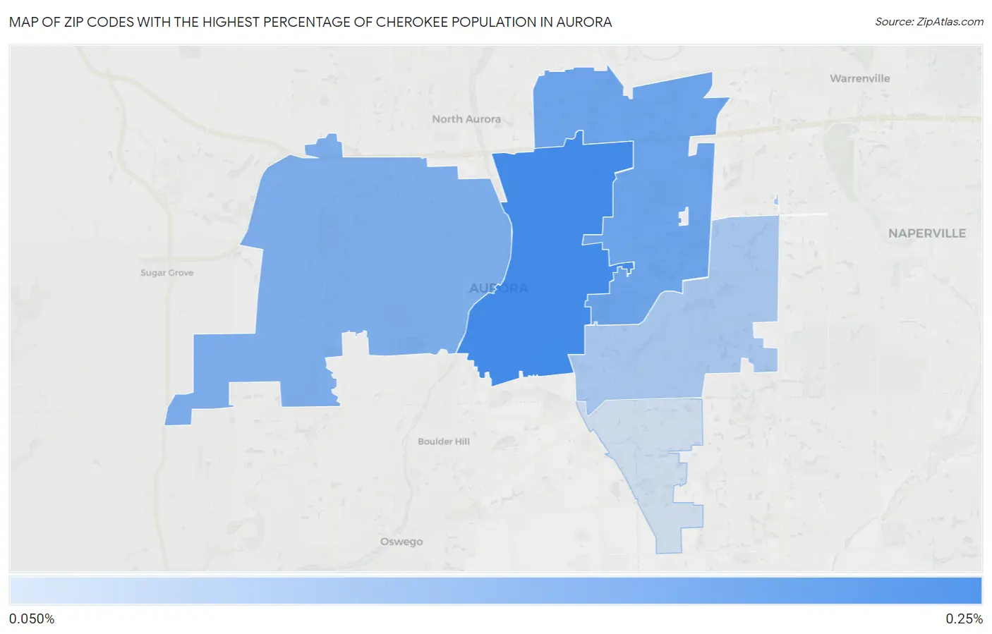 Zip Codes with the Highest Percentage of Cherokee Population in Aurora Map