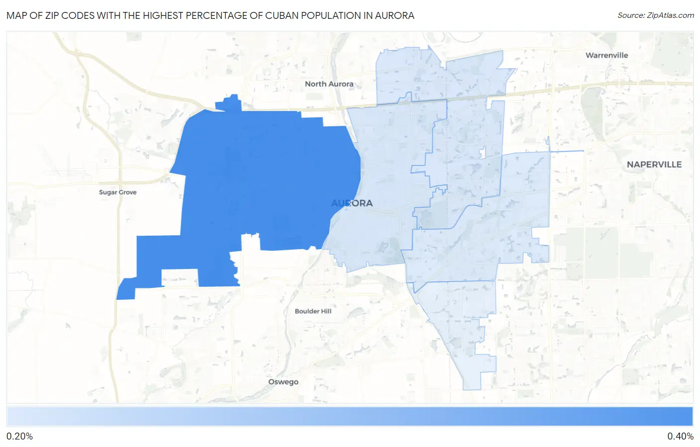 Zip Codes with the Highest Percentage of Cuban Population in Aurora Map