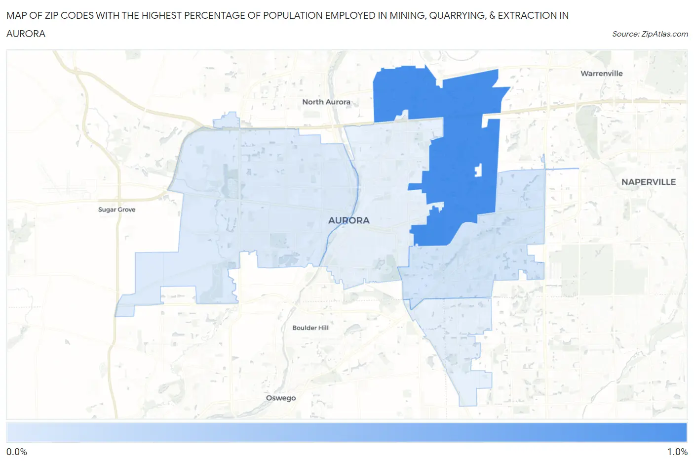 Zip Codes with the Highest Percentage of Population Employed in Mining, Quarrying, & Extraction in Aurora Map