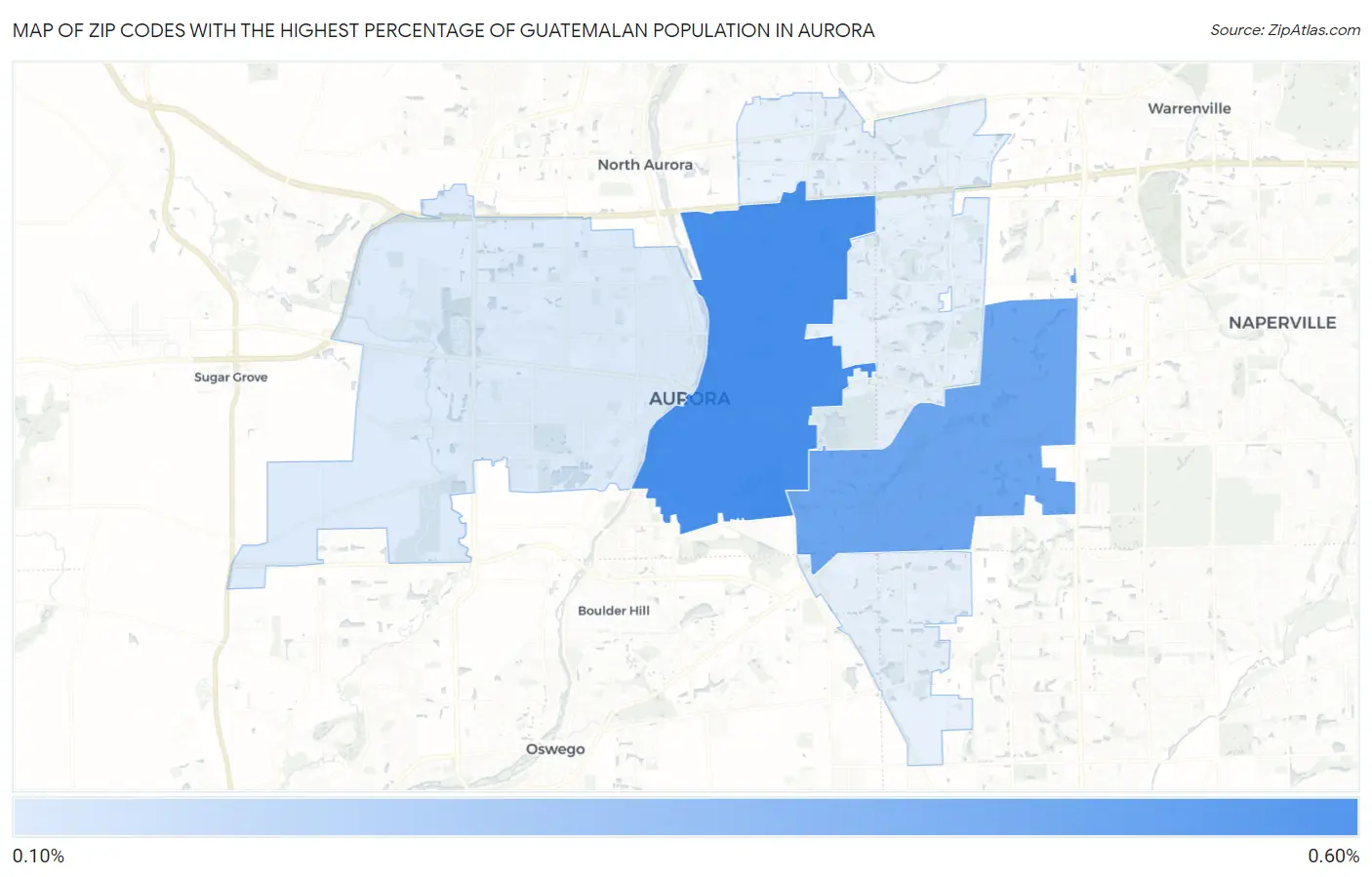 Zip Codes with the Highest Percentage of Guatemalan Population in Aurora Map