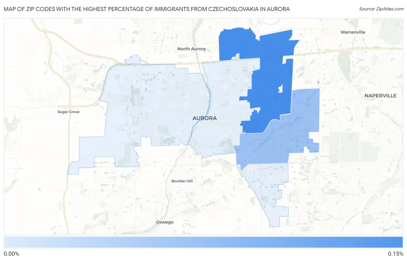 Zip Codes with the Highest Percentage of Immigrants from Czechoslovakia in Aurora Map