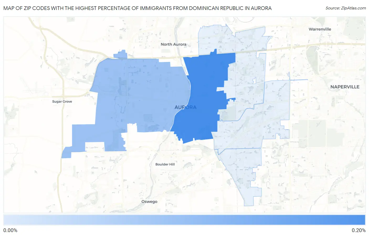 Zip Codes with the Highest Percentage of Immigrants from Dominican Republic in Aurora Map