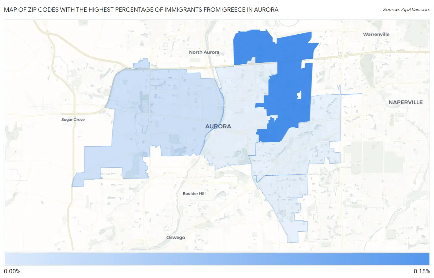 Zip Codes with the Highest Percentage of Immigrants from Greece in Aurora Map