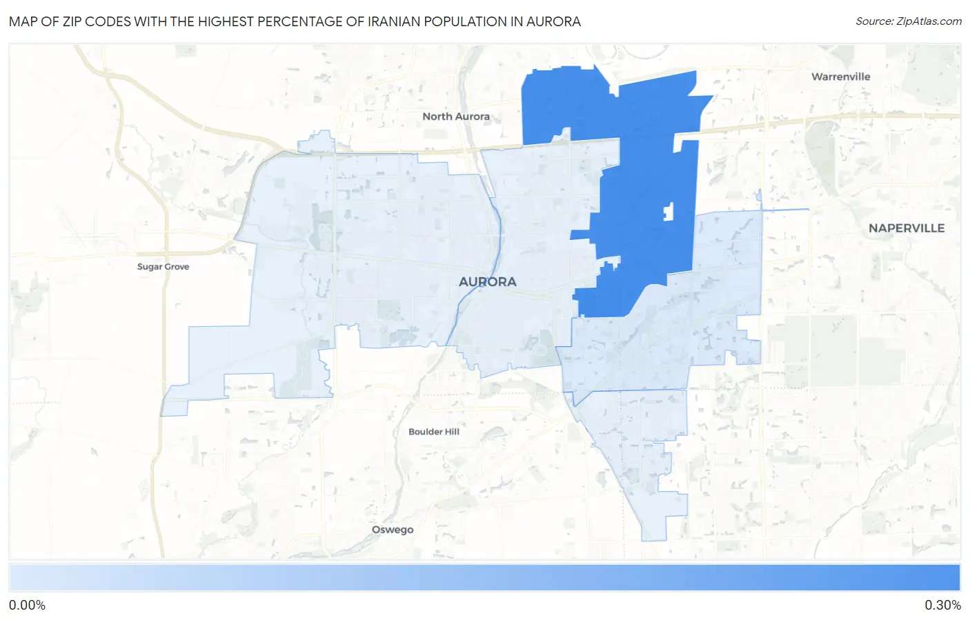 Zip Codes with the Highest Percentage of Iranian Population in Aurora Map