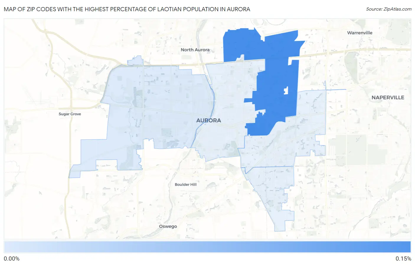 Zip Codes with the Highest Percentage of Laotian Population in Aurora Map