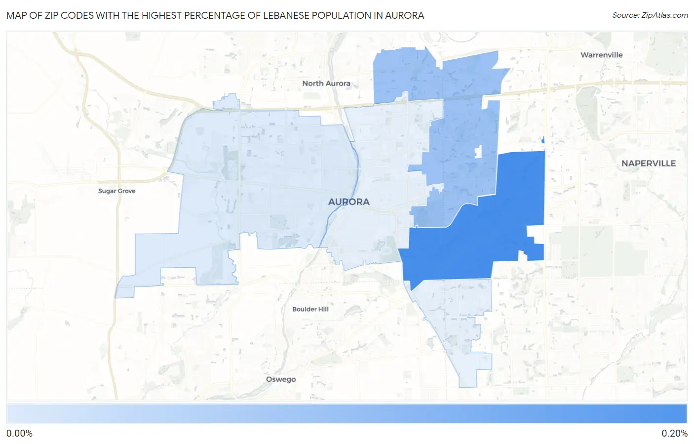 Zip Codes with the Highest Percentage of Lebanese Population in Aurora Map