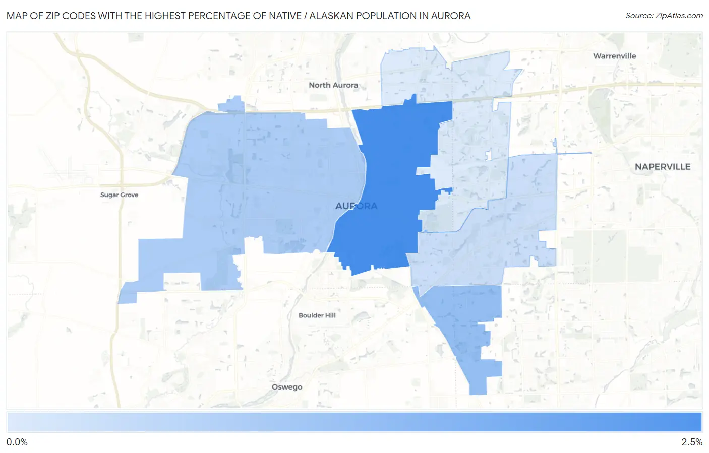 Zip Codes with the Highest Percentage of Native / Alaskan Population in Aurora Map