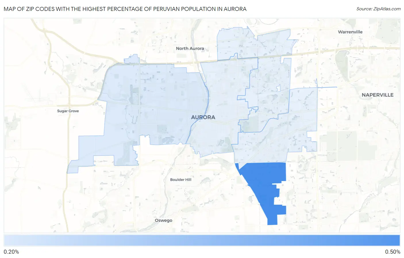 Zip Codes with the Highest Percentage of Peruvian Population in Aurora Map