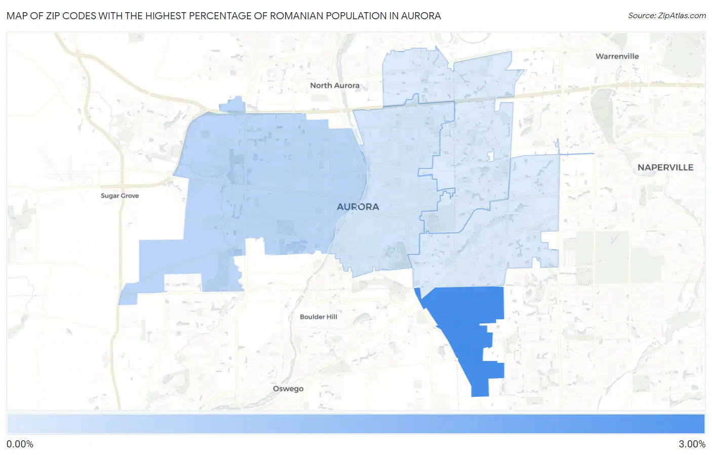 Zip Codes with the Highest Percentage of Romanian Population in Aurora Map