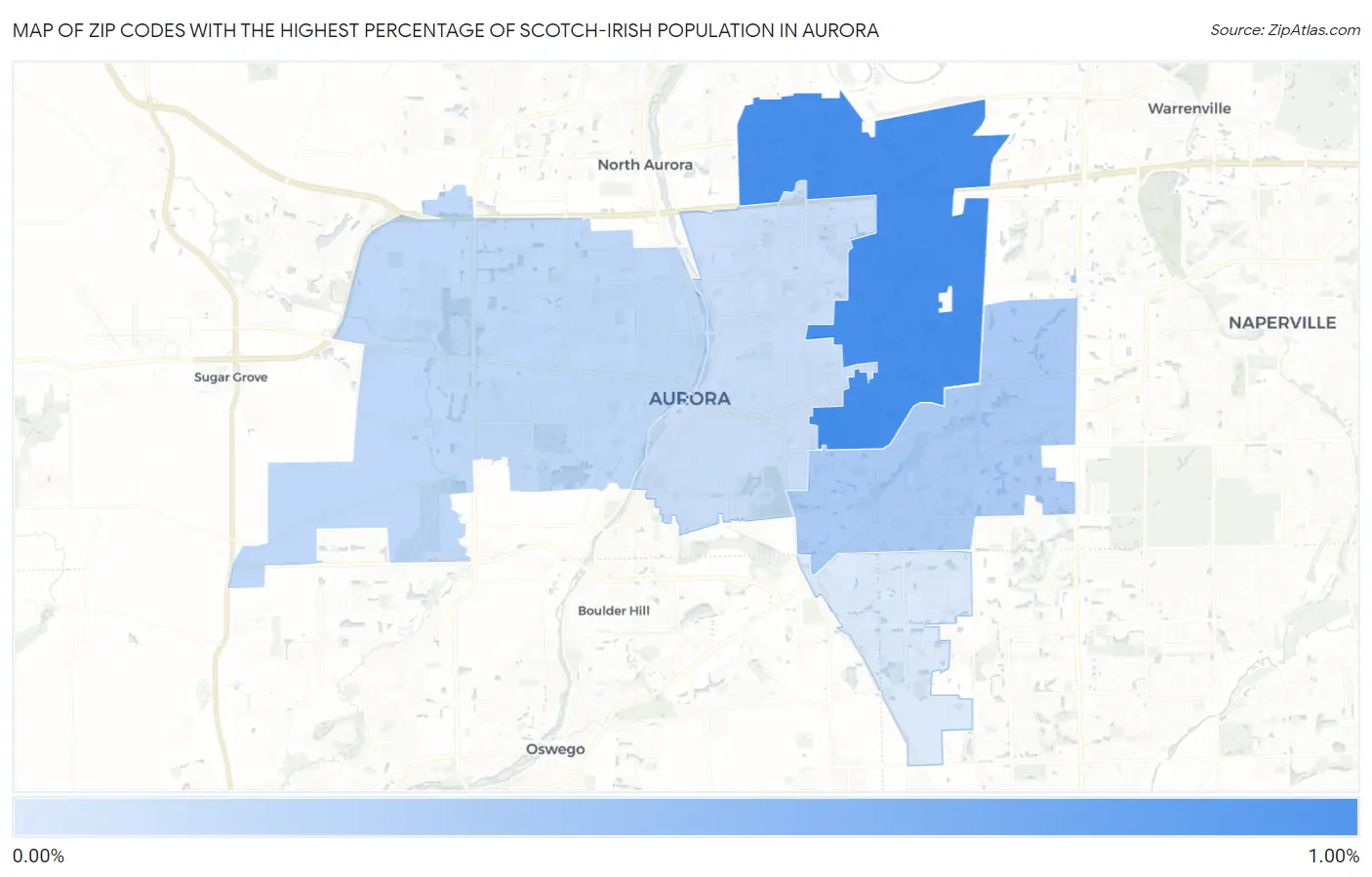 Zip Codes with the Highest Percentage of Scotch-Irish Population in Aurora Map
