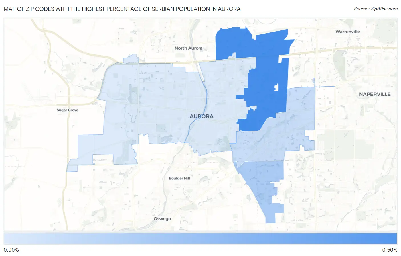 Zip Codes with the Highest Percentage of Serbian Population in Aurora Map