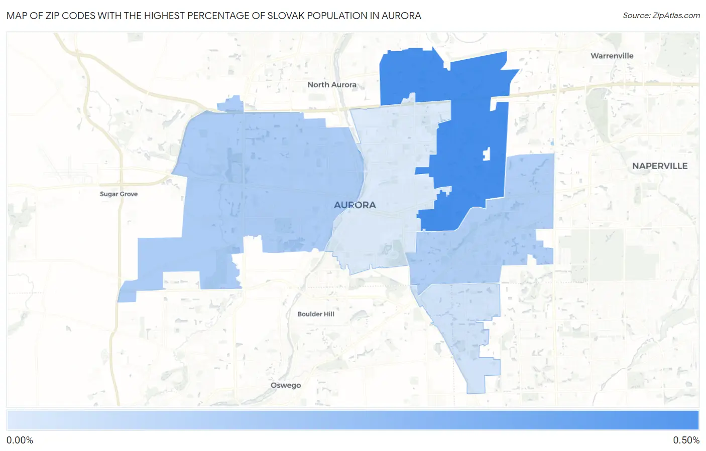 Zip Codes with the Highest Percentage of Slovak Population in Aurora Map