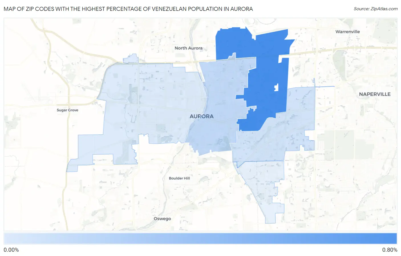 Zip Codes with the Highest Percentage of Venezuelan Population in Aurora Map