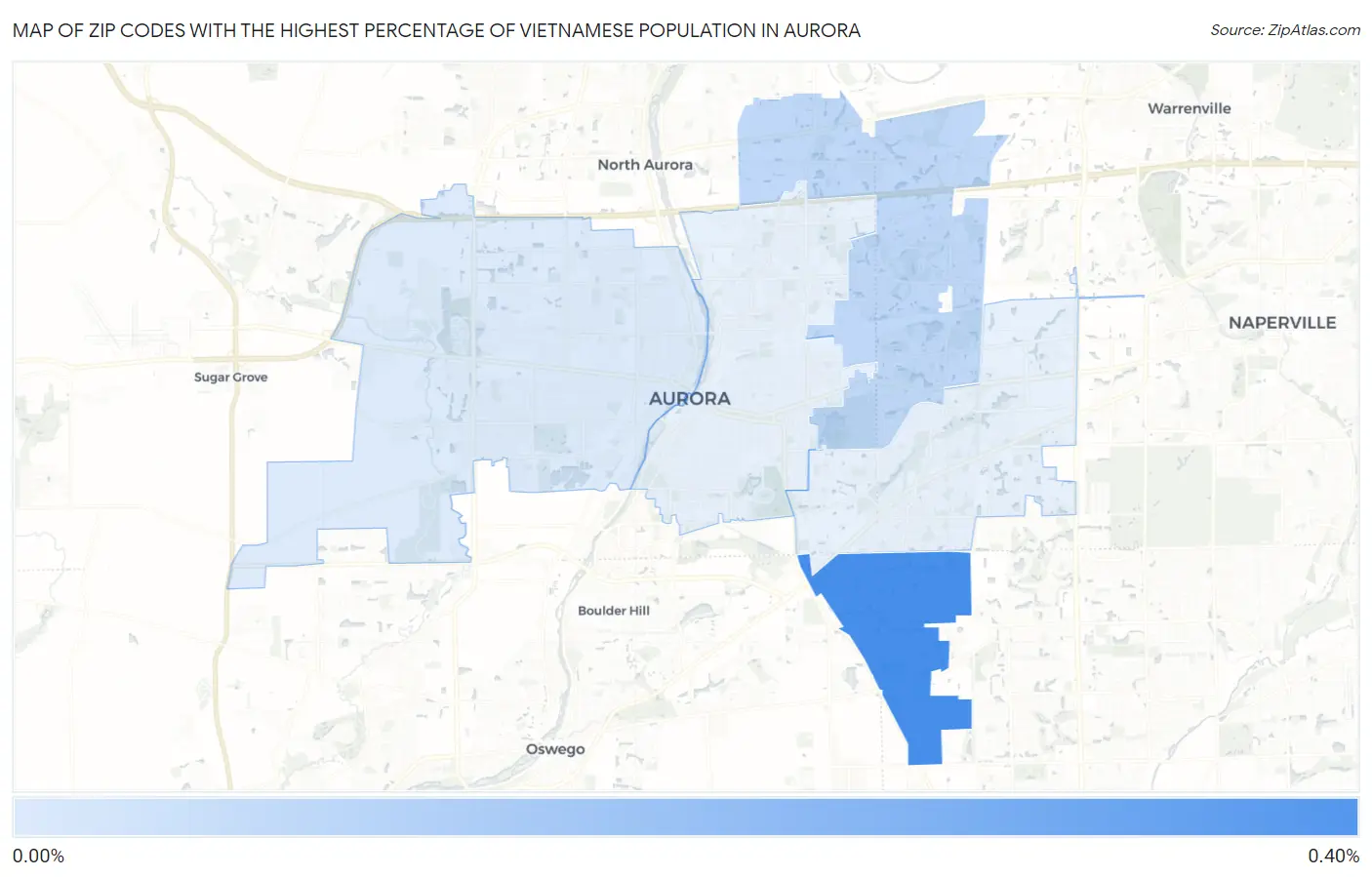 Zip Codes with the Highest Percentage of Vietnamese Population in Aurora Map