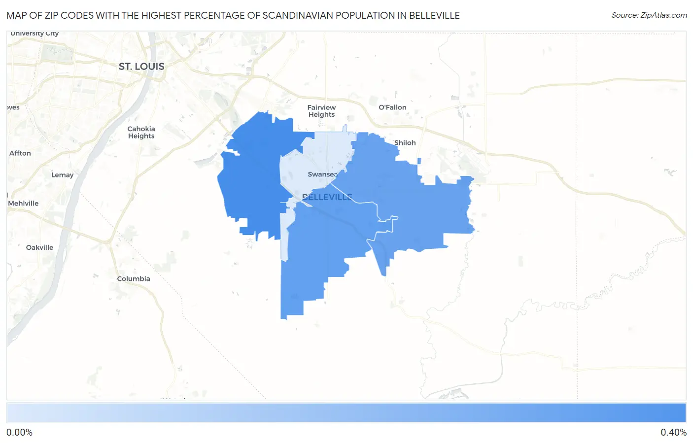 Zip Codes with the Highest Percentage of Scandinavian Population in Belleville Map
