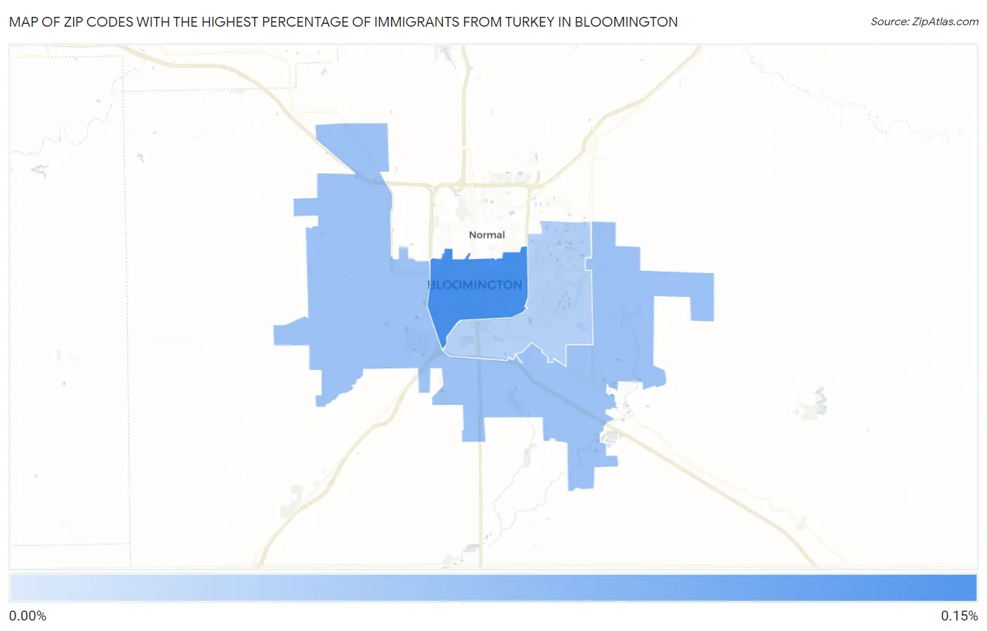 Zip Codes with the Highest Percentage of Immigrants from Turkey in Bloomington Map