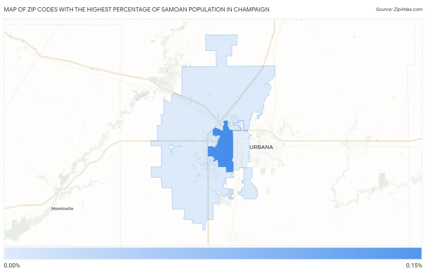 Zip Codes with the Highest Percentage of Samoan Population in Champaign Map