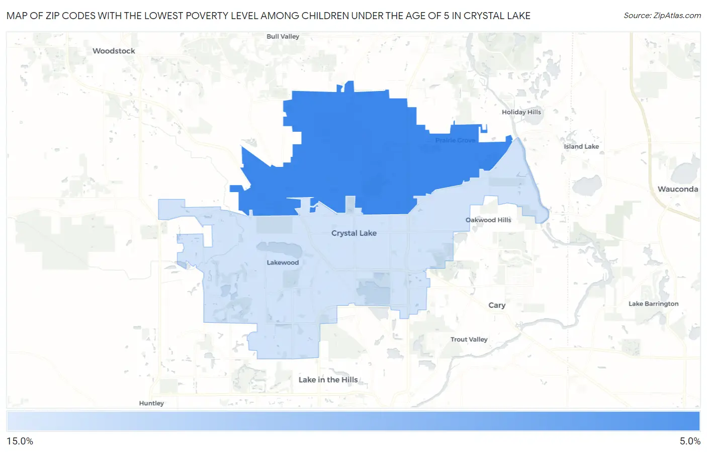 Zip Codes with the Lowest Poverty Level Among Children Under the Age of 5 in Crystal Lake Map