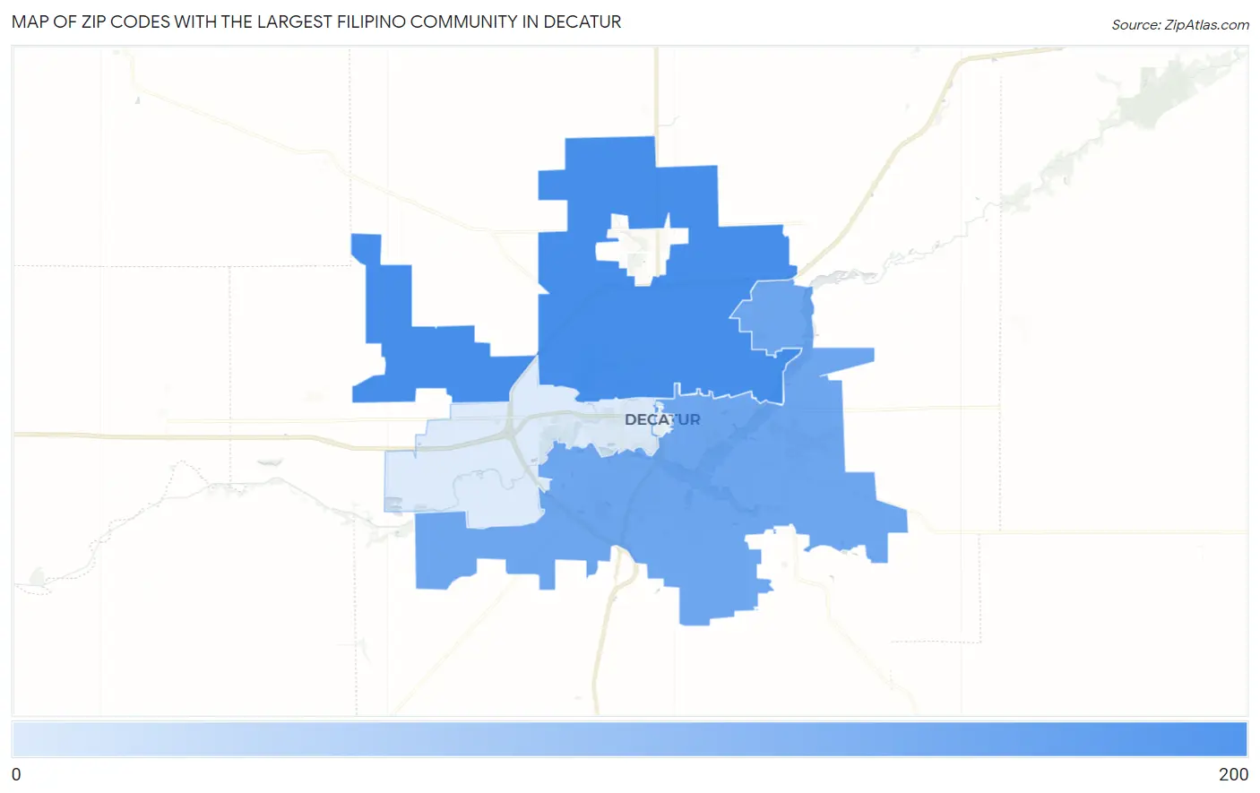 Zip Codes with the Largest Filipino Community in Decatur Map