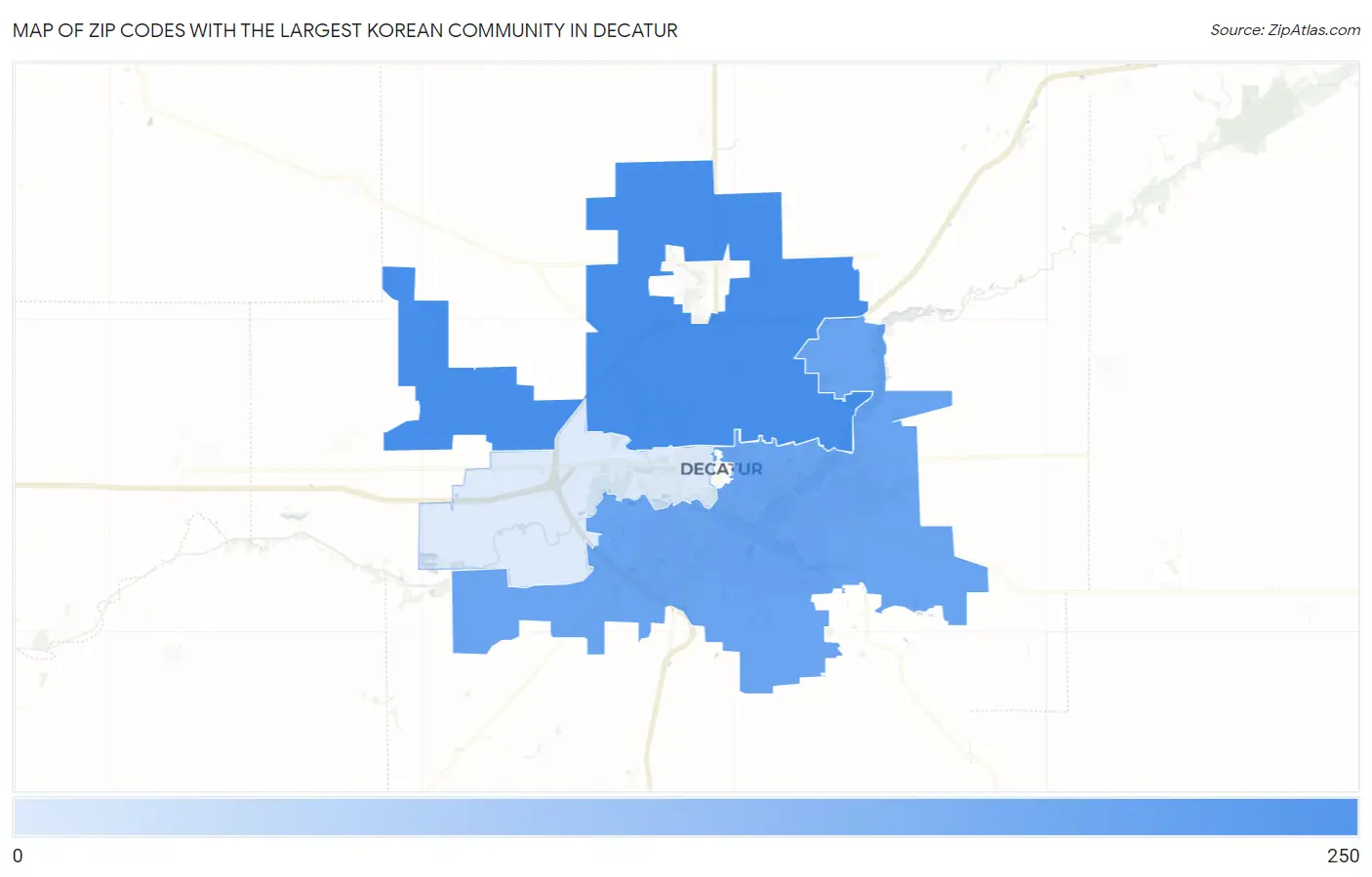Zip Codes with the Largest Korean Community in Decatur Map