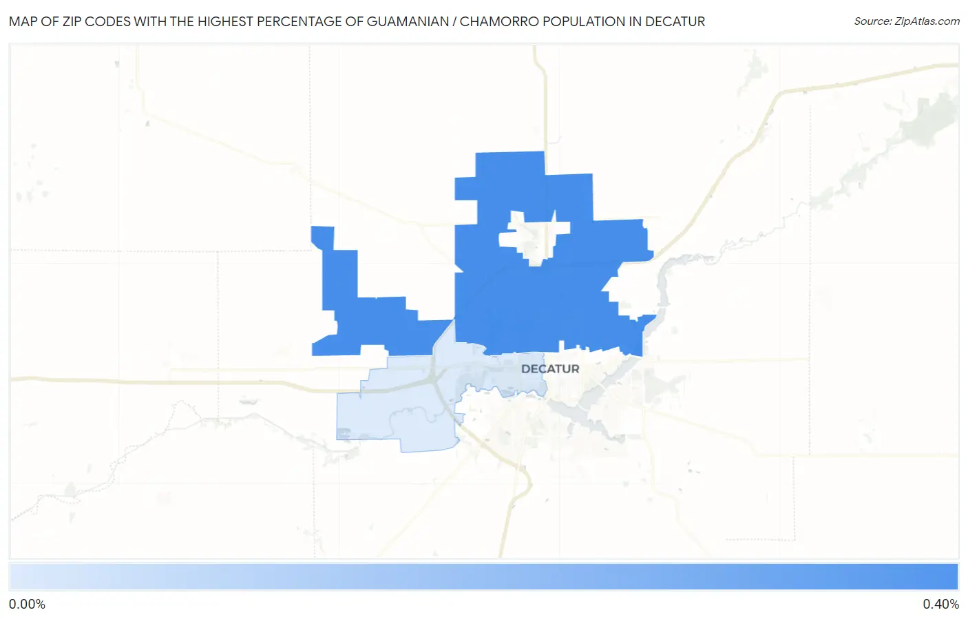 Zip Codes with the Highest Percentage of Guamanian / Chamorro Population in Decatur Map