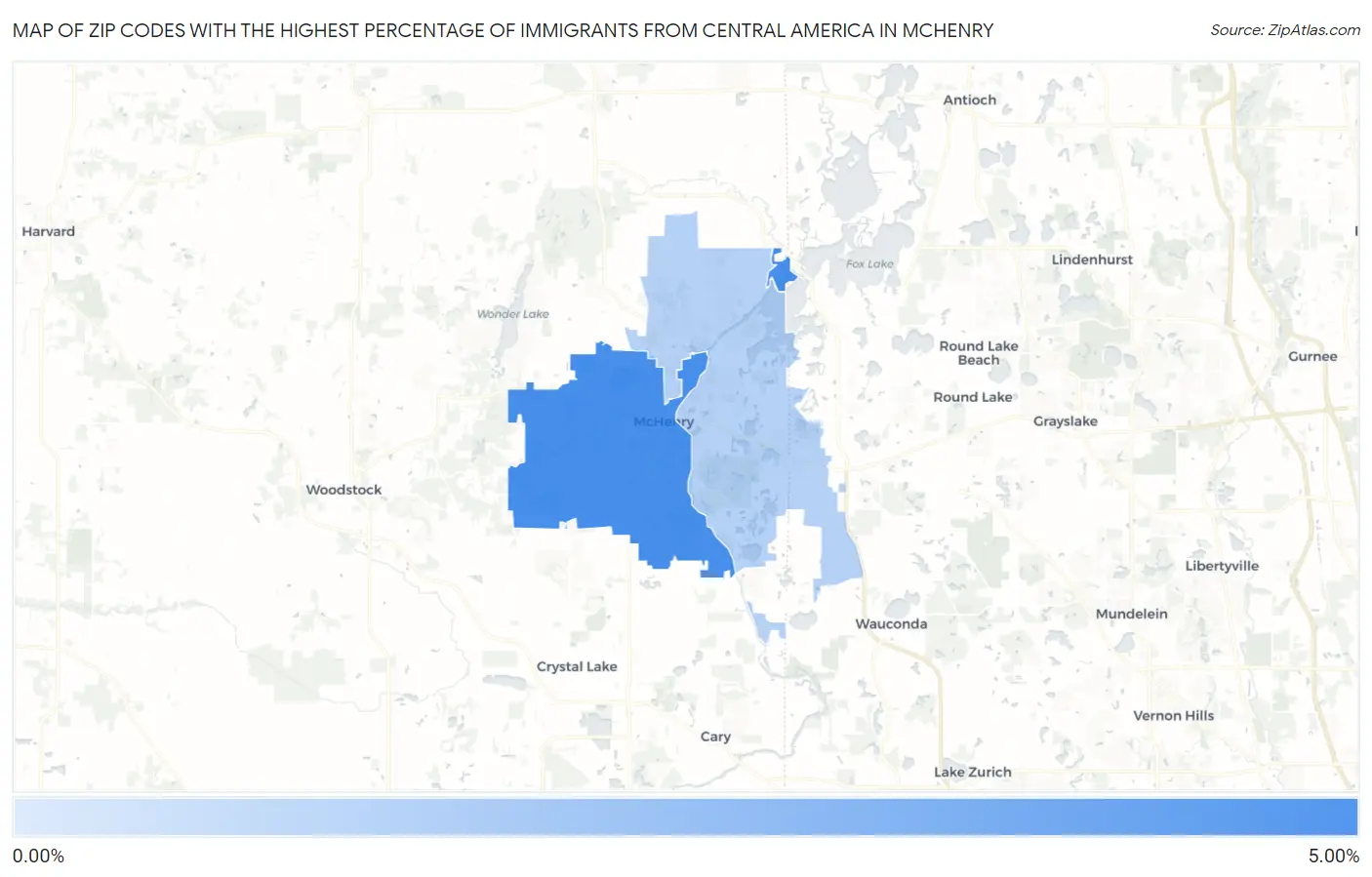 Zip Codes with the Highest Percentage of Immigrants from Central America in Mchenry Map