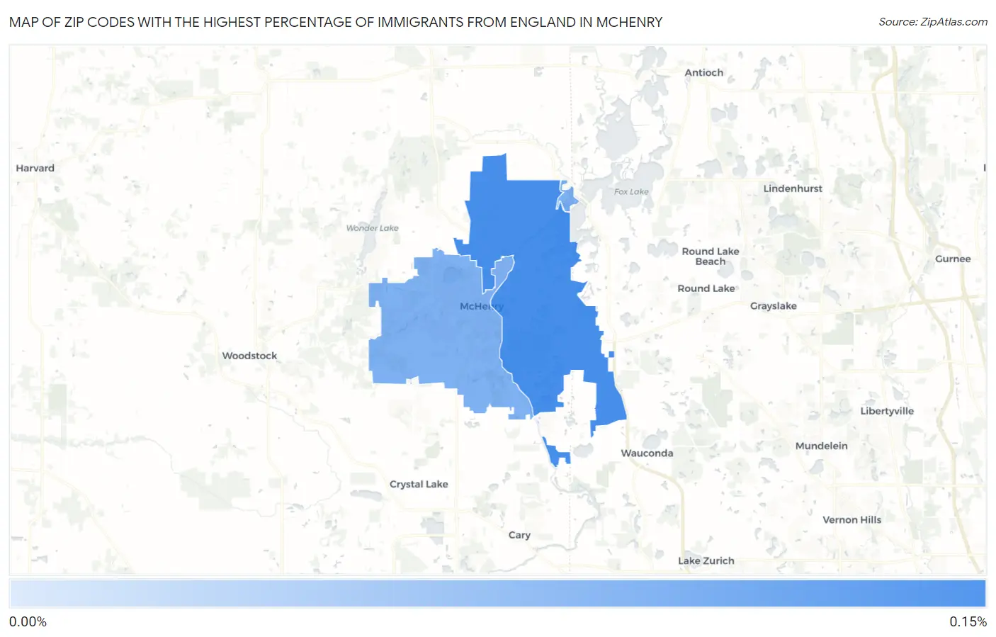 Zip Codes with the Highest Percentage of Immigrants from England in Mchenry Map