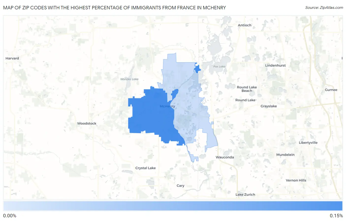 Zip Codes with the Highest Percentage of Immigrants from France in Mchenry Map