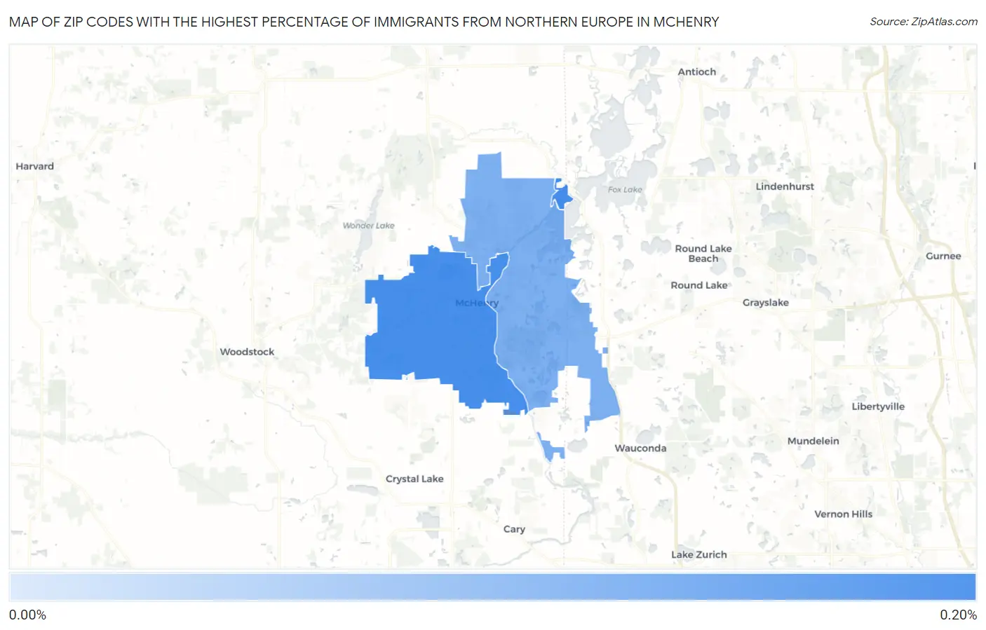 Zip Codes with the Highest Percentage of Immigrants from Northern Europe in Mchenry Map